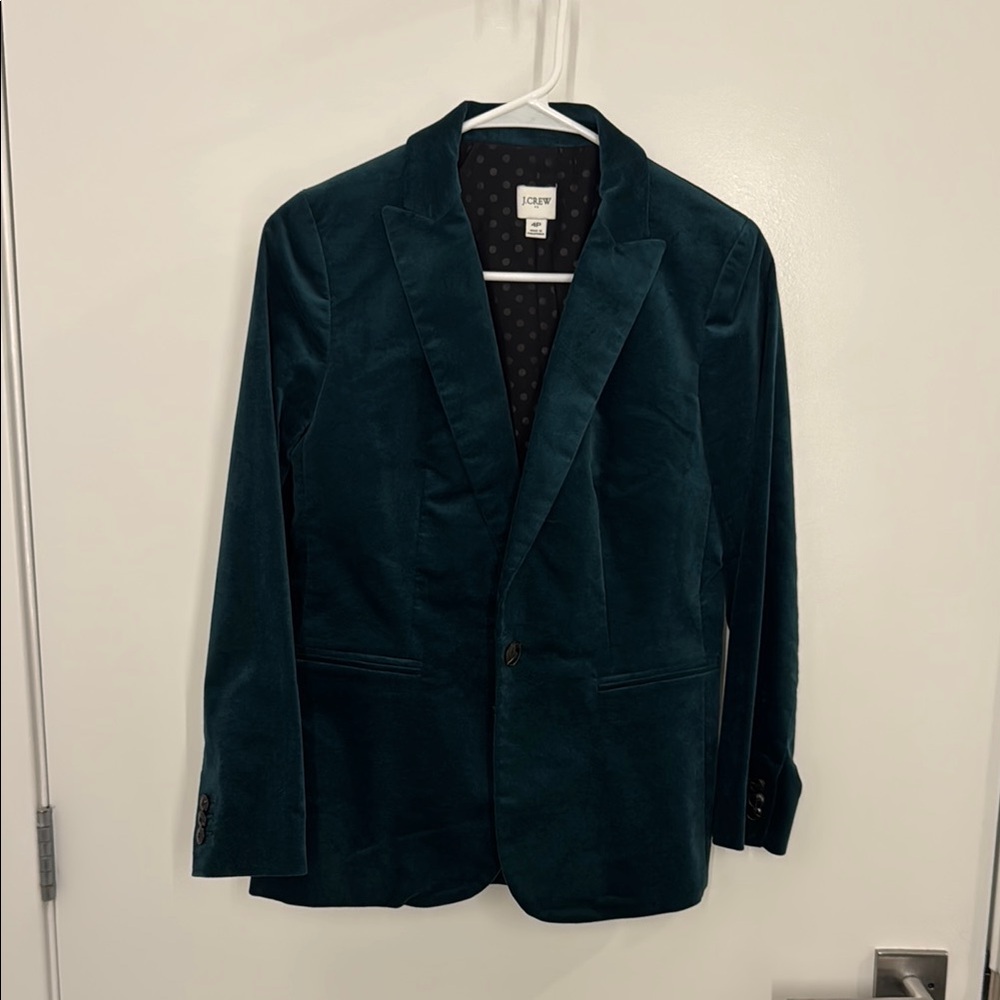 NWOT J. Crew Dark Green Velvet Blazer